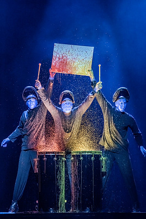 Blue Man Group Paint Drumming, Photo by Lindsey Best
