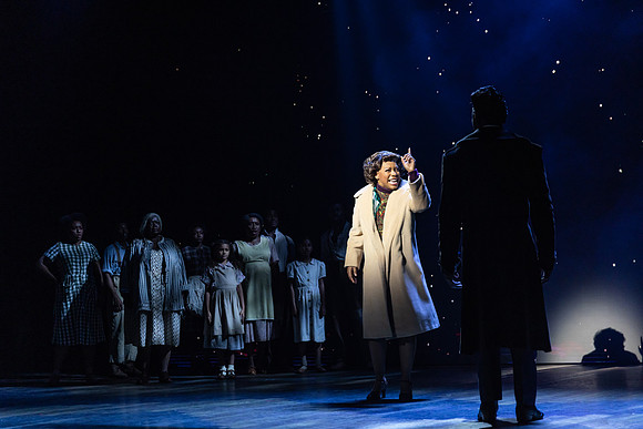 Ari Groover as 'Tina Turner' and the cast of the North American touring production of TINA - The Tina Turner Musical. Photo by Matthew Murphy for MurphyMade, 2023.